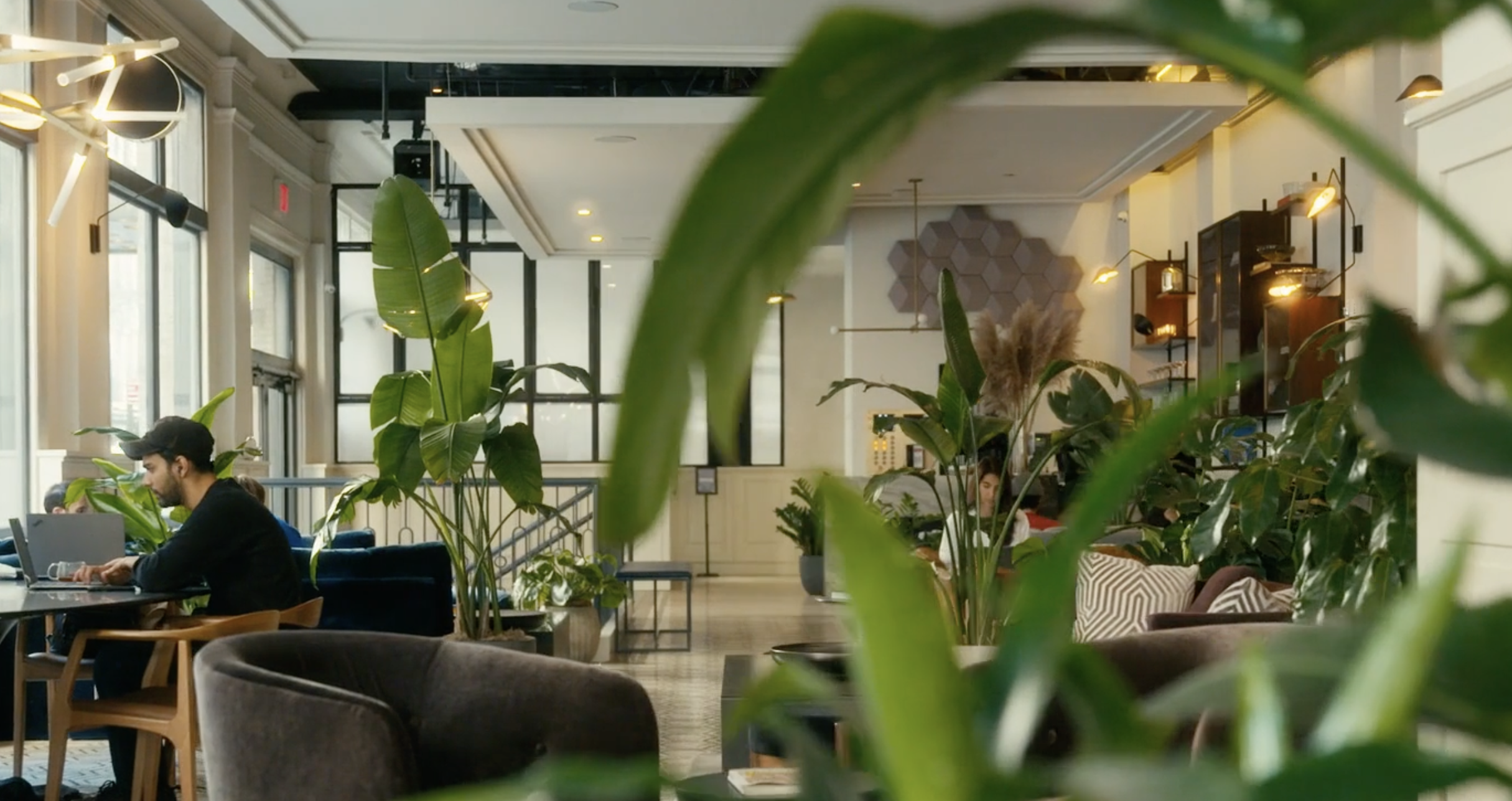 The lobby lounge at The Walker Hotel Tribeca.